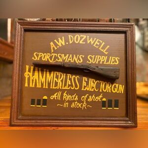 VINTAGE A.W. DOZWELL SPORTSMAN SUPPLIES SIGN
